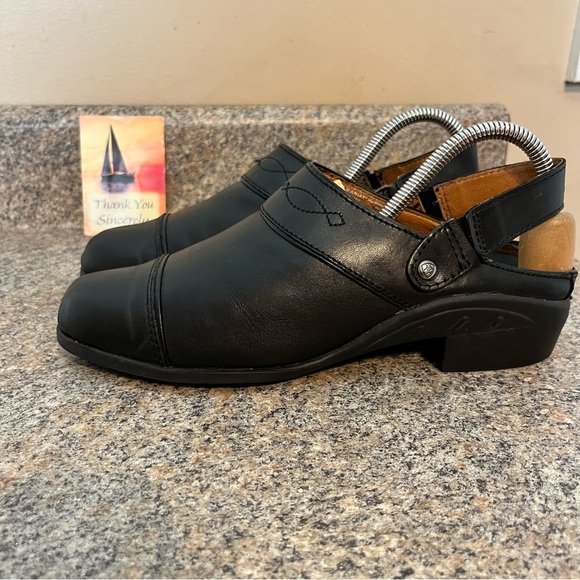 Ariat Sport Mules Heels Black Leather Heel Strap‎ Pointed Toe shoes 8 B (Bin#5) - Picture 1 of 11